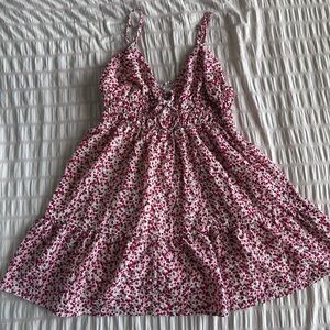 Aeropostale Red Floral Tie Front Mini Dress (M)